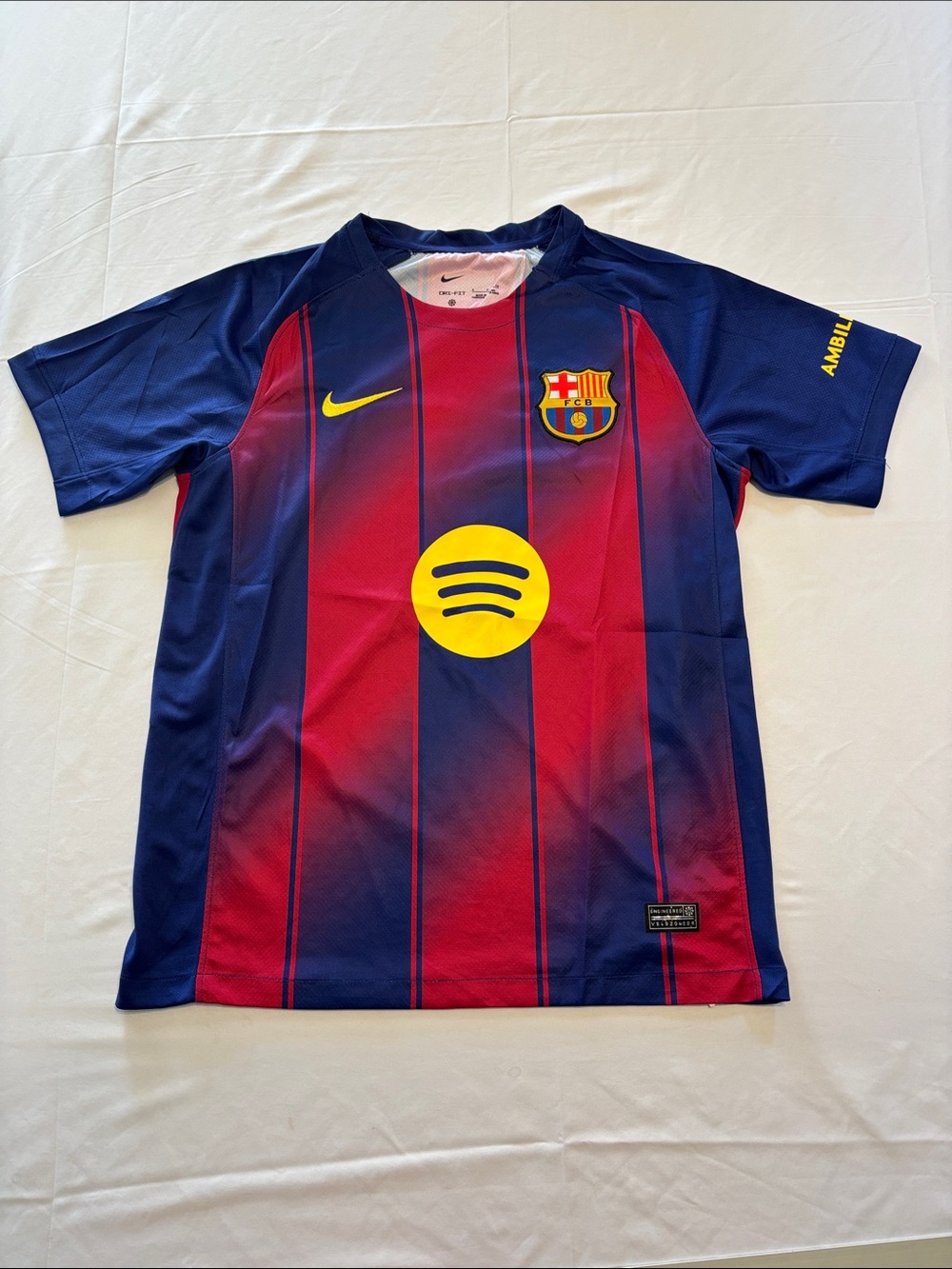Nike FC Barcelona Adult Sm Short-Sleeve Jersey in Navy & Red with Yellow Accents